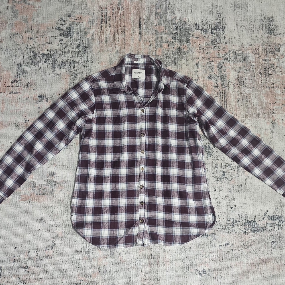 #8 Abercrombie & Fitch Maroon and White Plaid Shirt